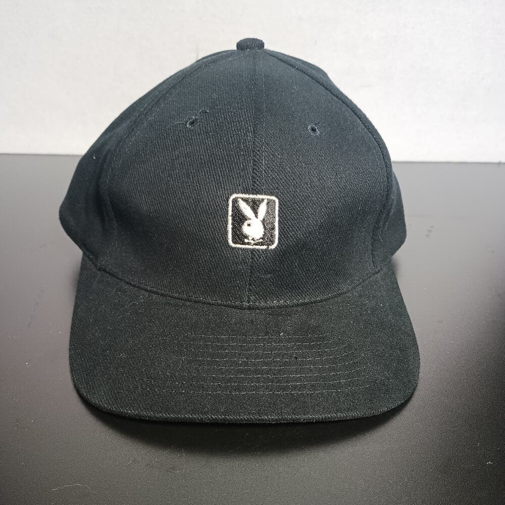 Vintage 90s Playboy Trucker Hat Baseball Cap Bunny Logo Snapback Black Nissun